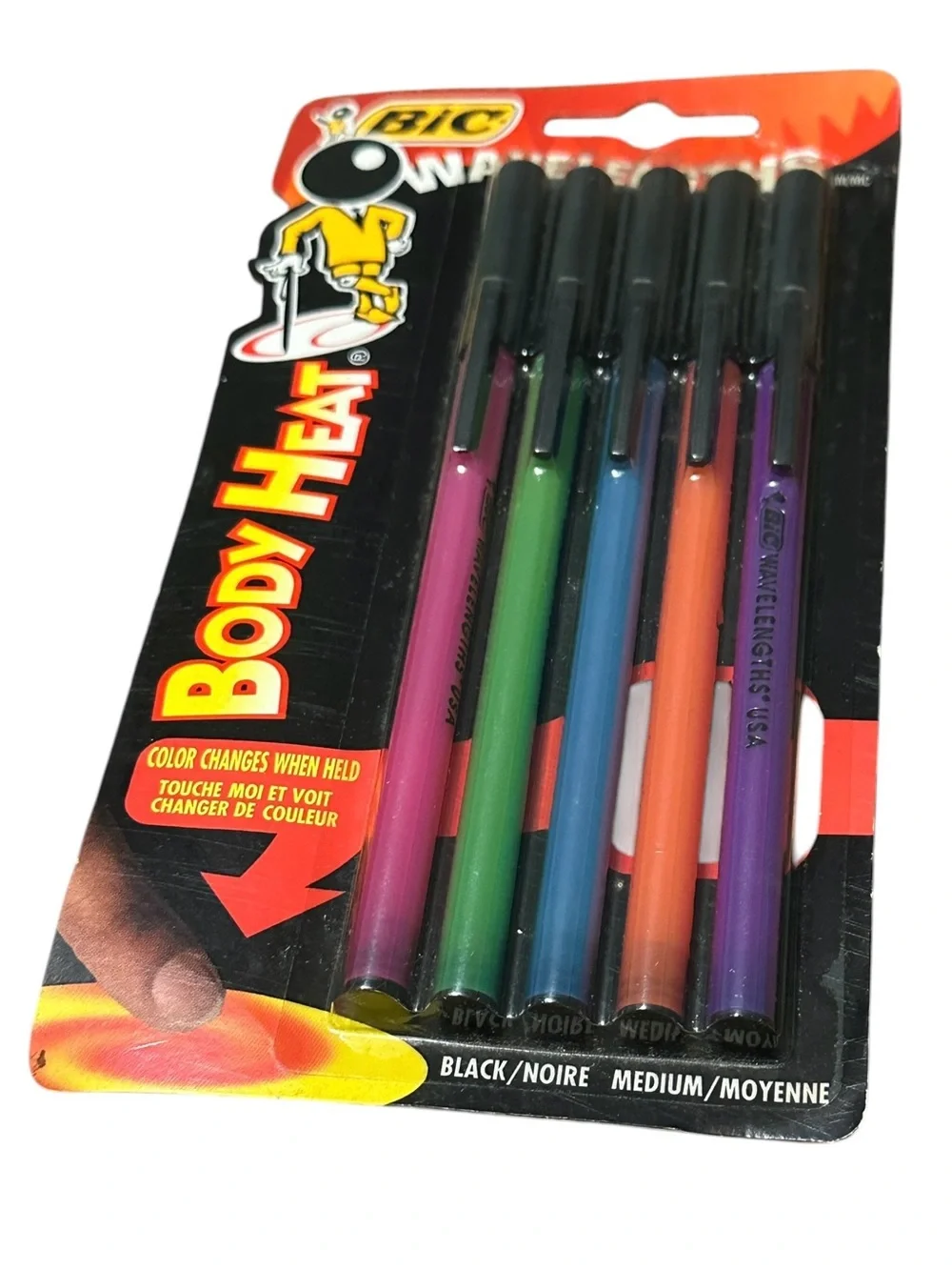 Vintage NEW Bic Wavelengths Body Heat Black Pen USA 1994 90s Sealed Ink Medium